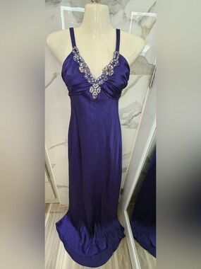 Zum Zum by Niki Livas Deep Purple Beaded Satin Dress